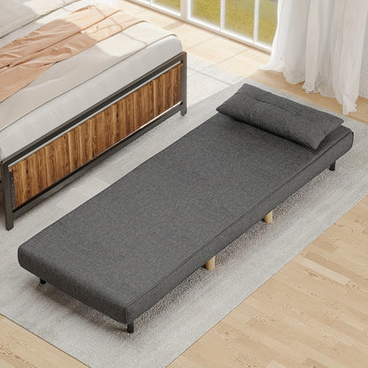 Slaapbank – Bedbank – Relaxfauteuil – Slaapstoel – Logeerbed – 3-in-1 Multifunctioneel – Verstelbare Rugleuning – Donkergrijs Met Kussens