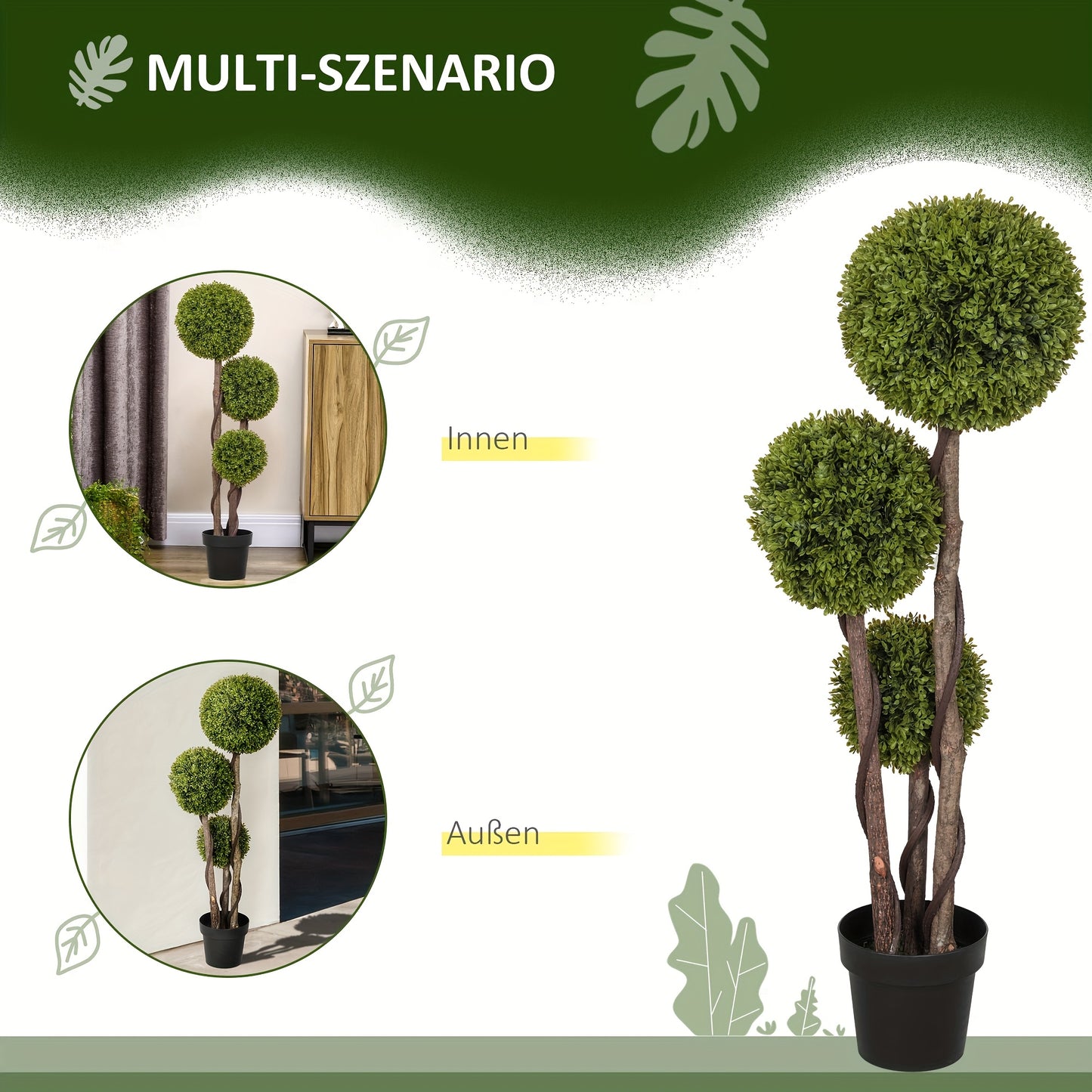 115 Cm Household Plants, Potted Artificial Plants, Decorative Plants, Home, Office, Corridor, Garden Decorative Plants, Green
