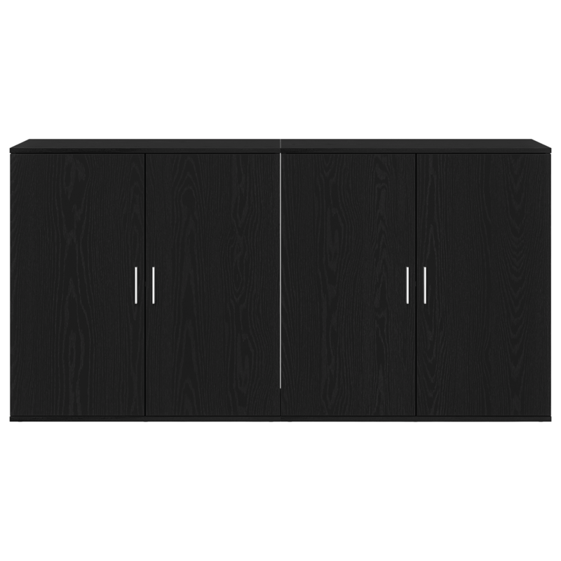 Sideboard – Dressoir – Opbergkast – Kast – Meubel – Set Van 2 – Zwart Eikenhout – 79x38x80 cm – Duurzaam Hardhout – Verwijderbare Opbergruimte