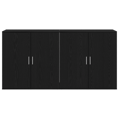 Sideboard – Dressoir – Opbergkast – Kast – Meubel – Set Van 2 – Zwart Eikenhout – 79x38x80 cm – Duurzaam Hardhout – Verwijderbare Opbergruimte