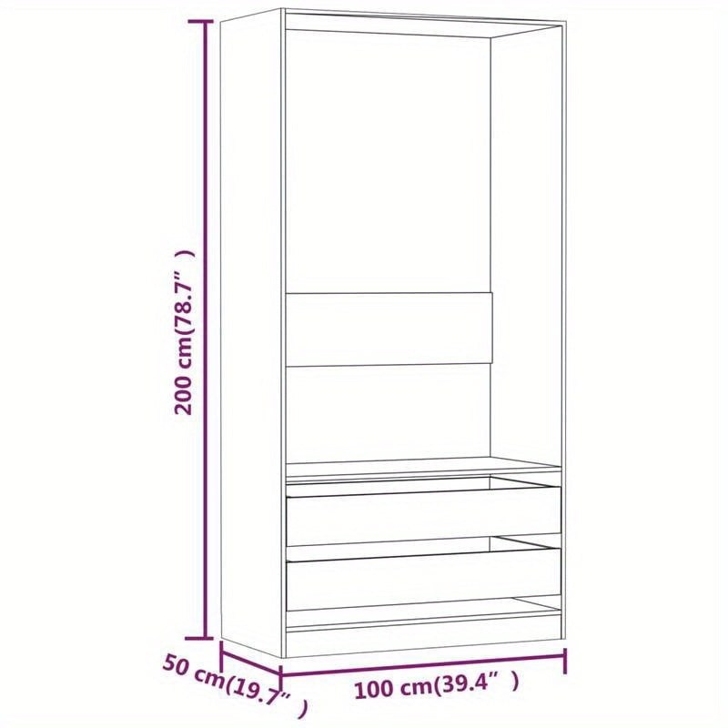 Kast – Garderobekast – Opbergkast – Kledingkast – Bergkast – Grijze Sonoma Eiken Look – Behandeld Hout – 100x50x200 cm – Weerbestendig – Vrijstaand