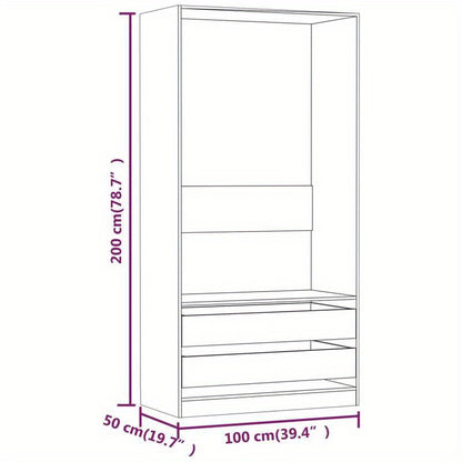 Kast – Garderobekast – Opbergkast – Kledingkast – Bergkast – Grijze Sonoma Eiken Look – Behandeld Hout – 100x50x200 cm – Weerbestendig – Vrijstaand