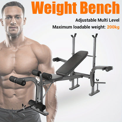 Alles-In-Één Bench Press Set – Krachttrainingsbank – Preacher Curl Bank – Leg Developer – IJzeren Constructie – Compact Formaat – Ergonomisch Design
