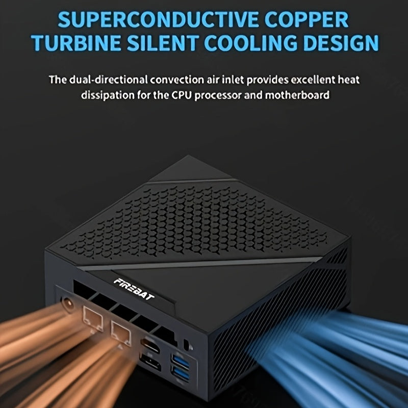 Mini Pc – Compact Desktop – Kleine Computer – Systeem Unit – Werkstation – AMD Ryzen 5 6600H 6-Core – 16GB DDR5 RAM & 512GB SSD – Drievoudige Beeldscherm Ondersteuning & Wi-Fi 6