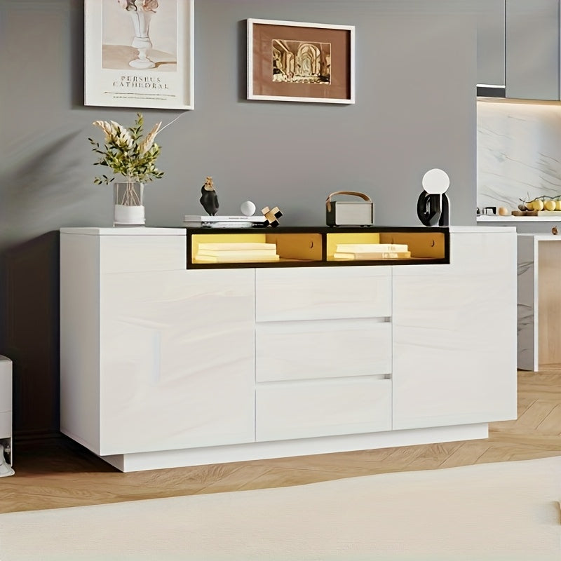 Opbergkast – Opbergmeubel – Kast – Dressoir – Wit – Bamboe Materiaal – Groot Opbergruimte – 140x60x48 cm