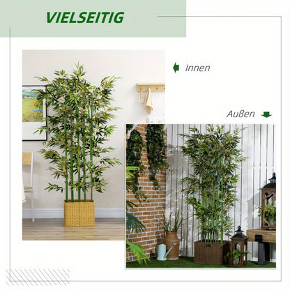 Bamboeplant – Kunstplant – Kamerplant – Sierplant – Tuinplant – 180 cm Hoog – Dennenhouten Pot – Realistisch & Onderhoudsvriendelijk