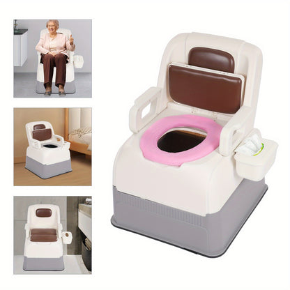 Bedside Commode Stoel – Toiletstoel – Commodestoel – Toiletkruk – Ziekenhuisstoel – Bruin – Stevige PP & PU Materiaal – Vrijstaand en Compact