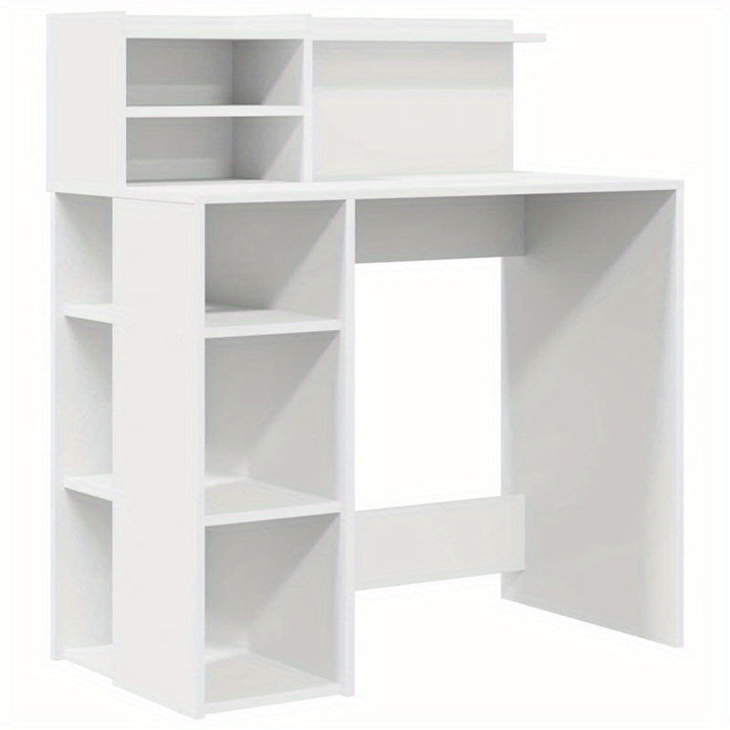 Bureaumeubel – Bureau – Computertafel – Bureautafel – Werkbureau – Wit – Compact 90x48x101,5 cm – Stevig MDF Hout – Opbergvak en Kastje