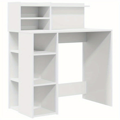 Bureaumeubel – Bureau – Computertafel – Bureautafel – Werkbureau – Wit – Compact 90x48x101,5 cm – Stevig MDF Hout – Opbergvak en Kastje