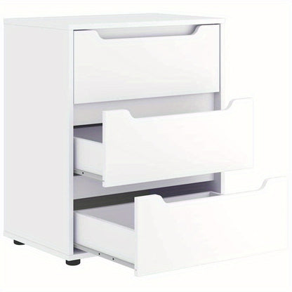 Visnes Blanc 60x40x73cm Wooden Storage Cabinet - Freestanding 3-Tier Shelf with Lockable Drawers, Modern Minimalist Design for Home Office, Bedroom, Living Room - High-Quality Wood, Easy Assembly, Storage Furniture, Minimalis