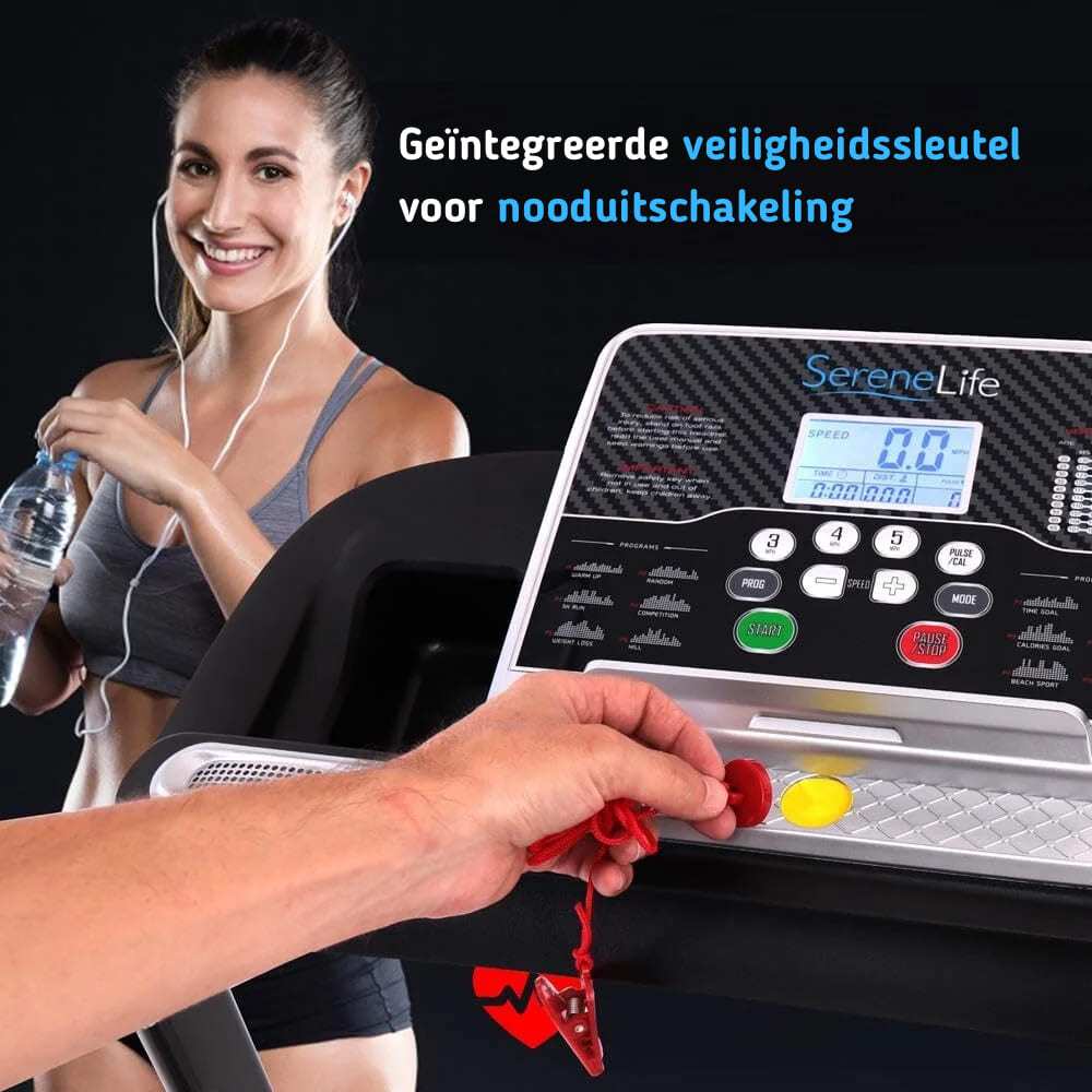 Loopband – Treadmill – Hardloopband – Fitnessapparaat – Inklapbare Loopband Zwart – LCD Display – 4 Verstelbare Hellingshoeken
