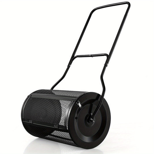 Compoststrooier – Meststrooier – Zandstrooier – Zaadstrooier – Tuinstrooiwagen – 76 Liter Inhoud – Ergonomisch U-Handvat – Metalen Rol