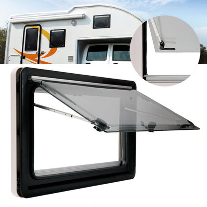 Camperraam – Camper Uitzetraam – Caravan Raam – Motorhome Raam – Schuifraam – 45x50 cm – Aluminium Frame – Geïntegreerd Verduisteringsgordijn & Vliegenscherm