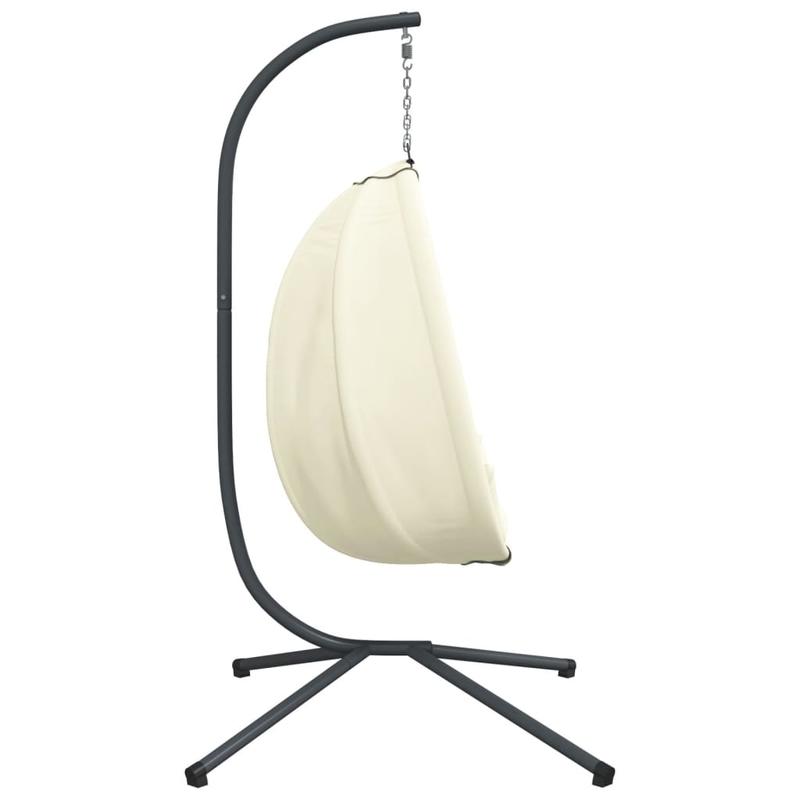 Hangstoel – Hangende Eierstoel – Cocoon Stoel – Schommelstoel – Tuinstoel – Stalen Frame – Afneembare Beige Kussens – Draagvermogen 150 kg