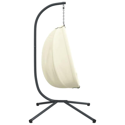 Hangstoel – Hangende Eierstoel – Cocoon Stoel – Schommelstoel – Tuinstoel – Stalen Frame – Afneembare Beige Kussens – Draagvermogen 150 kg
