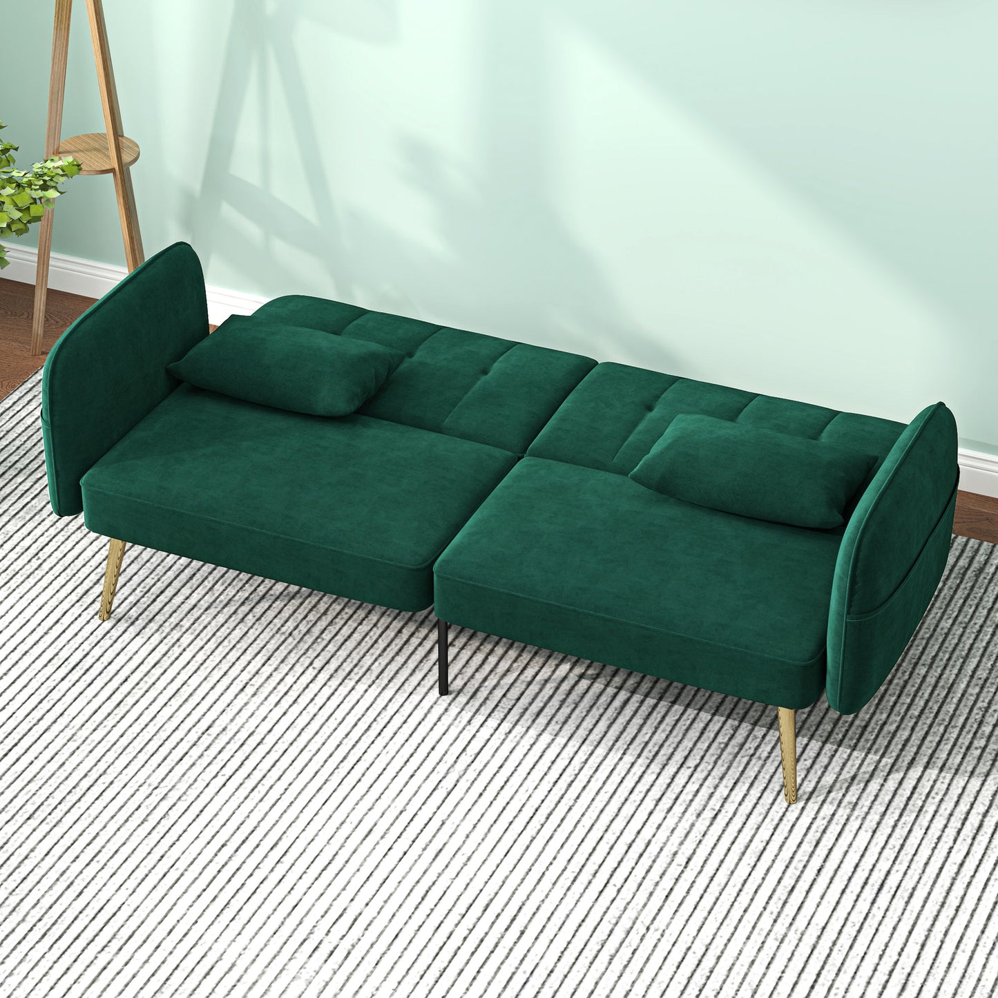 2-Zits Slaapbank – Tweepersoonsbed – Klikklak Bank – Sofa Bed – Slaapbank Donkergroen – Verstelbare Rugleuning – Velvet Bekleding