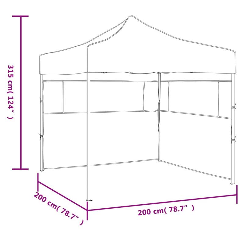 Professional Party Tent Foldable with 2 Side Walls 2x2m Steel Anthracite