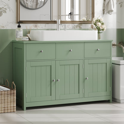 Badkamerkast – Opbergkast – Badmeubel – Voorraadkast – Kast Met Laden – Vrijstaand Groen – Vochtbestendig Hardhout – Compact 90 Liter Opbergruimte