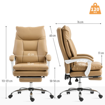 Bureaustoel – Ergonomische Stoel – Office Chair – Kantoorstoel – Computerstoel – Met Lendensteun – Opklapbare Armleuningen – Inclusief Voetensteun – Lichtbruin