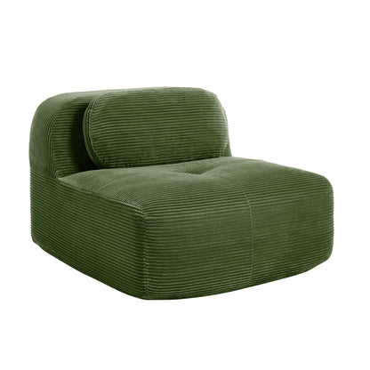 Modulaire Bank – Hoekbank – Woonbank – Loungebank – Zithoek – Zonder Armleuningen – Corduroy Stof Groen – Geen Montage Nodig – Comfortabele Volle Kussens – Stevige Non-Slip Onderkant