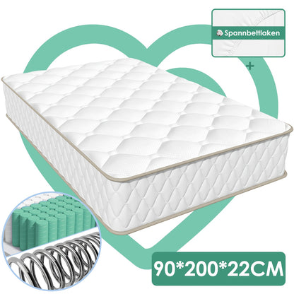 Gronfont Ergonomic 7-Zone Pocket Spring Mattress with Fitted Sheet - Single/Double//Queen Size (90x200/120x200/140x200/160x200cm), Medium Firm H3 Bed Suitable for Adults, & Spinal
