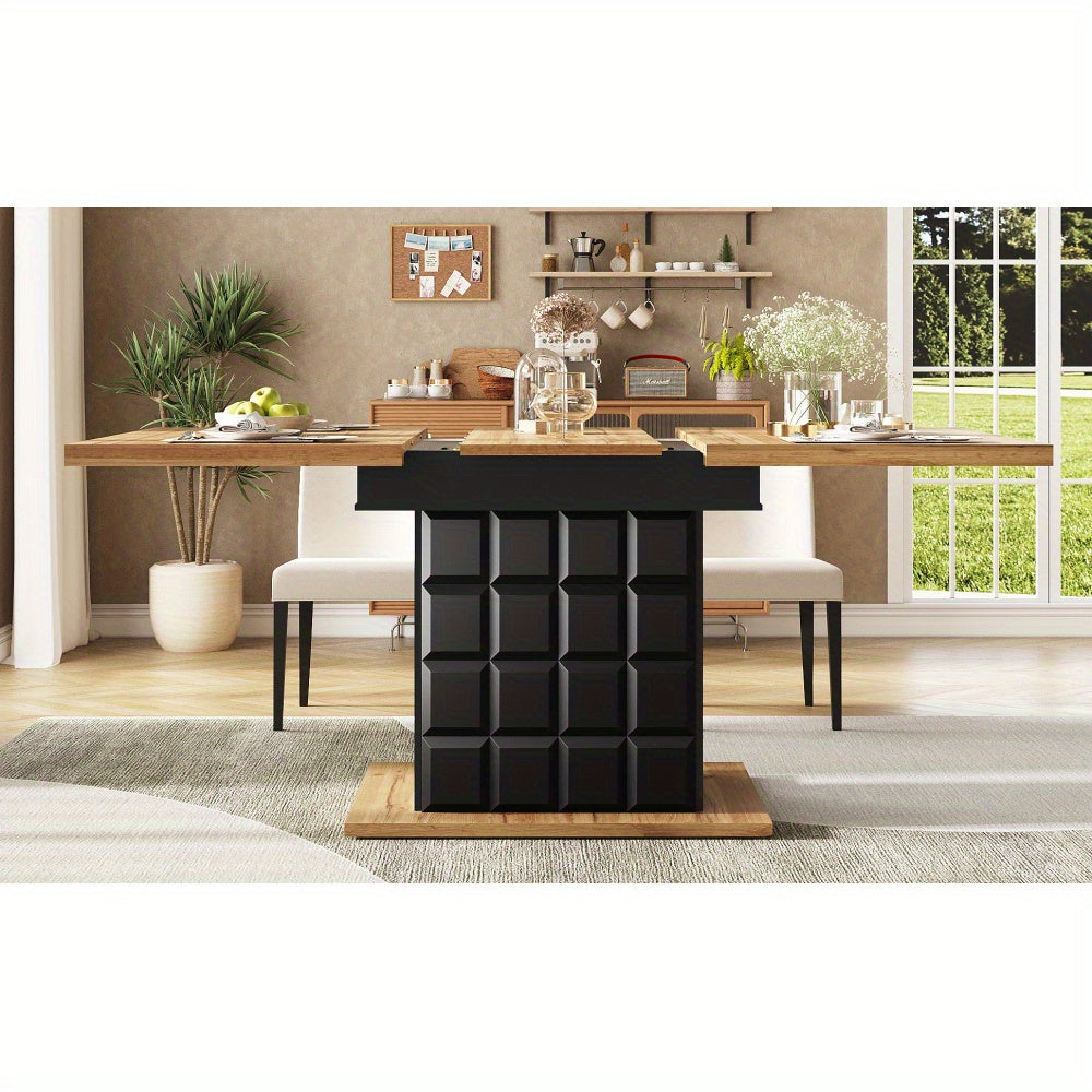 Uitbreidbare Eettafel – Uitschuifbare Tafel – Eetkamertafel – Keukentafel – Tafel Voor 4-6 Personen – MDF Metalen Onderstel – Compact Plaid Design – 110-140 x 80 cm