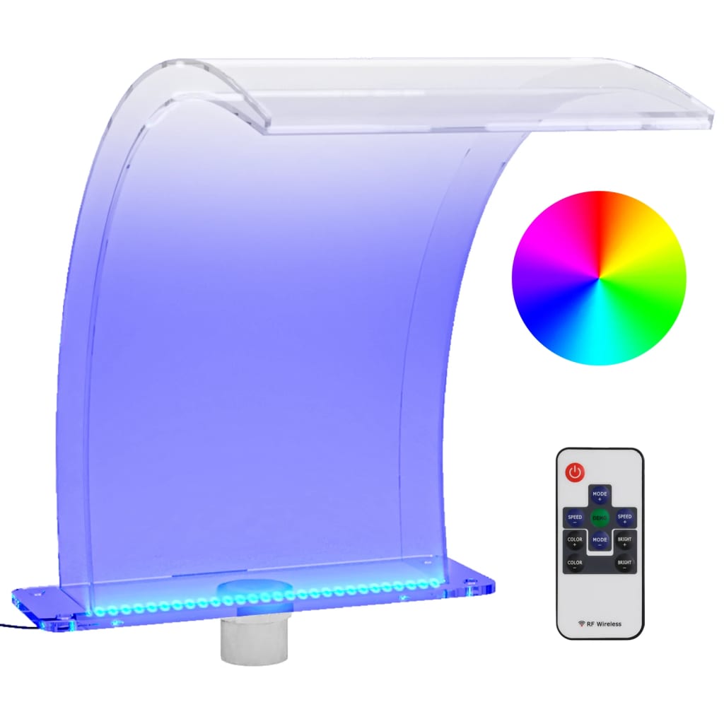 Zwembadfontein – Vijverfontein – Waterornament – Tuindecoratie – Fonteintje – Acryl 50 cm – RGB LED Verlichting