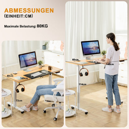 Verstelbaar Bureau – Elektrisch Zit Sta Bureau – In hoogte verstelbaar bureau – Stoer bureau – Thuiswerk bureau – Extra Groot Werkblad 140x60 cm – Met Touchscreen Bediening en Kabelgoot