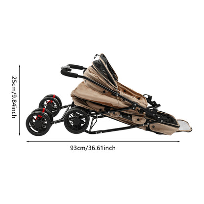2-Tier Heavy-Duty All-Terrain Pet Cart with 4-Wheel Mobility & Handle - Chew-Resistant Oxford/PVC Mesh Design, Carbon Frame & Wheels - Multi- & Storage Cart for Dogs/Cats - /Outdoor Use Suitable for Dogs and Cats