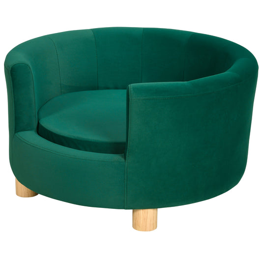 Hondenmand – Hondenbed – Hondenkussen – Dierenmand – Ligmand – Rond Model – Nylon Met Katoenen Vulling – 65x64x37 cm – Met Houten Poten
