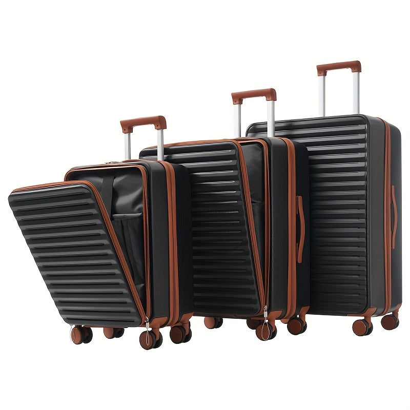 Kofferset – Reiskoffer Set – Trolley – Bagage – Ruimbagage – Innovatief Voorvak Met Rits – Opvouwbare Bekerhouder – Lichtgewicht ABS – 360° Wielen