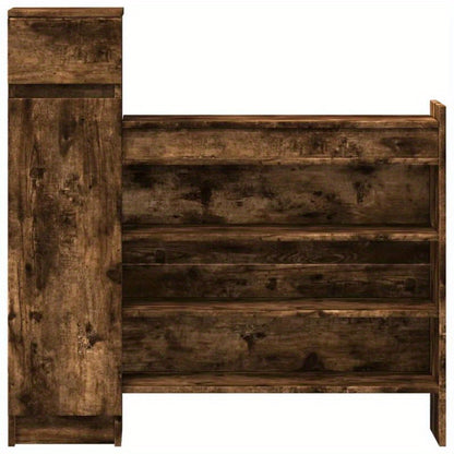 Schoenenrek – Schoenenkast – Schoenendisplay – Schoenenopberger – Schoenrek Gerookt Eiken Marrone – Compact 100,5x28x100 cm – Duurzaam Plywood