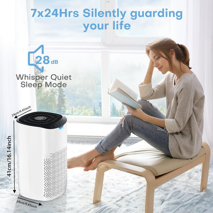 Luchtreiniger – Luchtzuiveraar – Air Purifier – Luchtfilter – HEPA-filter – 300 m³/u CADR – Stil Met App & Spraakbesturing – Wit