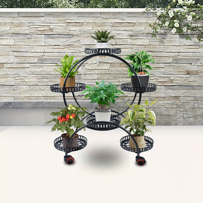 Plantenstandaard – Plantenrek – Bloemenrek – Plantenhouder – Bloemenstandaard – Industrieel Design – Zwart Metaal – 3 Laags – Sterk Draagvermogen 7,5 kg per Tray