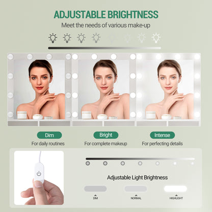Sieradendoos – Juwelendoos – Sieradenkast – Make-uptafel – Opbergkast – Met Spiegel – 10 Verstelbare LED-Lampjes – Ruime Opbergruimte met Lade en Kast