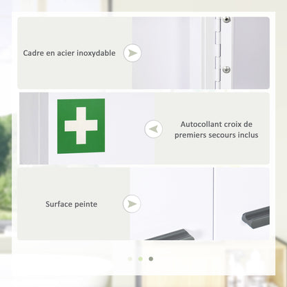 Medicijnkastje – Apothekerskast – Badkamerkast – Medicatiekast – Opbergkast – Met Slot en 2 Sleutels – Staal – 55x18x60 cm – Wandmontage – Kindveilig