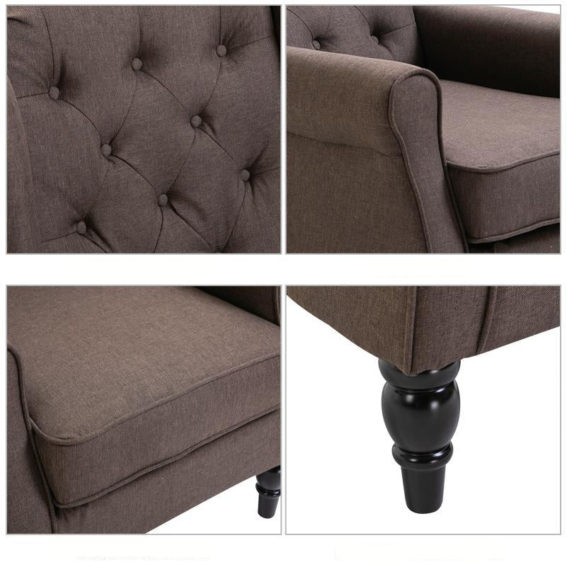 Fauteuil – Relaxstoel – Zetel – Leesstoel – Stoel – Ergonomisch Design – Polyester vulling – Houten Poten – Bruin – 76x86x108 cm – Stevige Rugleuning – Gemakkelijk Schoonmaakbaar