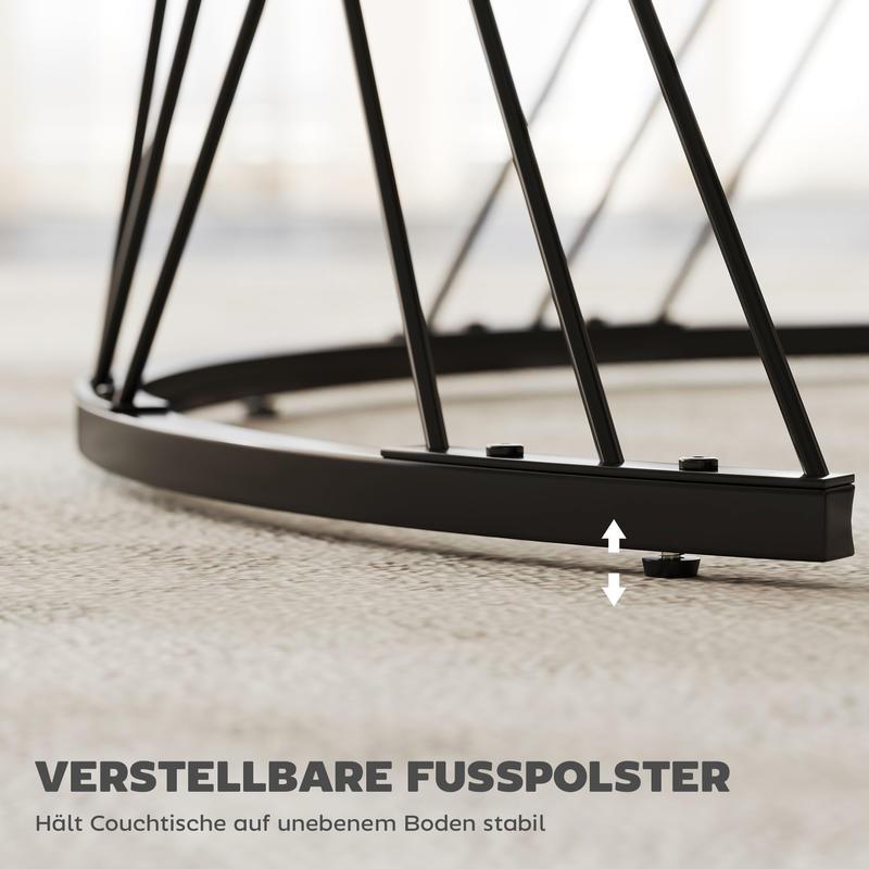 Set van 2 Ronde Salontafels – Bijzettafels – Tafeltjes – Nestbare Tafels – Witte Marmerlook Tafels – Nestbaar Ontwerp – Stevig Metalen Onderstel