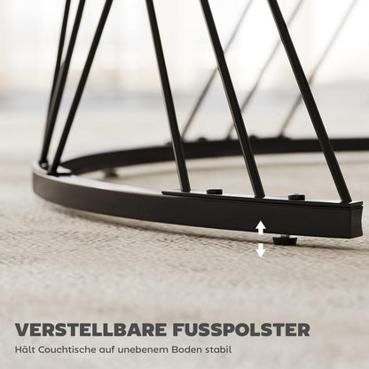 Set van 2 Ronde Salontafels – Bijzettafels – Tafeltjes – Nestbare Tafels – Witte Marmerlook Tafels – Nestbaar Ontwerp – Stevig Metalen Onderstel