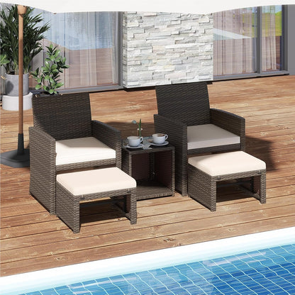 Rattan Tuinset – Balkonmeubelset – Loungeset – Tuinmeubelset – Terrasmeubelen – Weerbestendig PE Rattan – Comfortabele Kussens Met Afneembare Hoezen