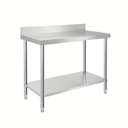 Roestvrijstalen Werktafel – RVS Werkbank – Gastro Tafel – Keukenwerkblad – Preparatietafel – 100x60x85 cm – Verstelbare Poten & Opstand