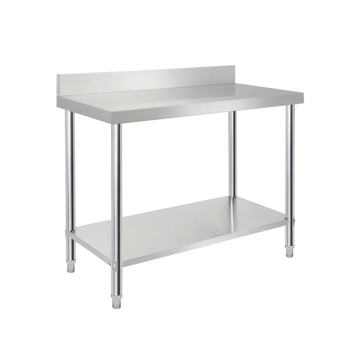 RVS Werktafel – Roestvrijstalen Werkbank – Gastro Tafel – Keukentafel – Voorbereidingstafel – Verstelbare Poten – Met Opstand – Afmeting 120x60x85 cm