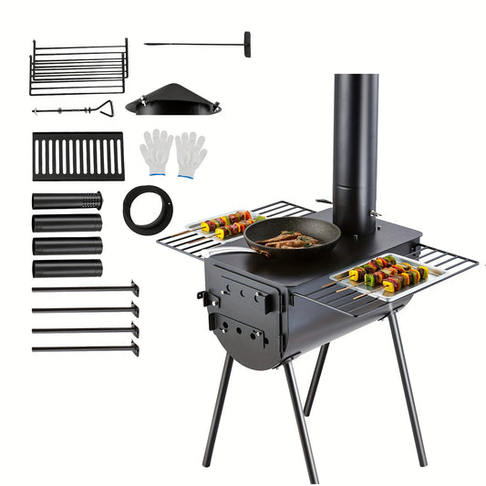 Tentkachel Op Hout – Houtkachel – Campingkachel – Buitenverwarmer – Tungsten Staal – 3 Meter Lengte – Stroomloos Gebruik