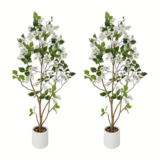 2-Pack Realistic Artificial Bougainvillea Tree with Blooming // flowers - 120cm Large Faux Plants for indoor/Outdoor, Potted all-Season Plastic Trees for home, Wedding, Patio Decoration (No Container Included)