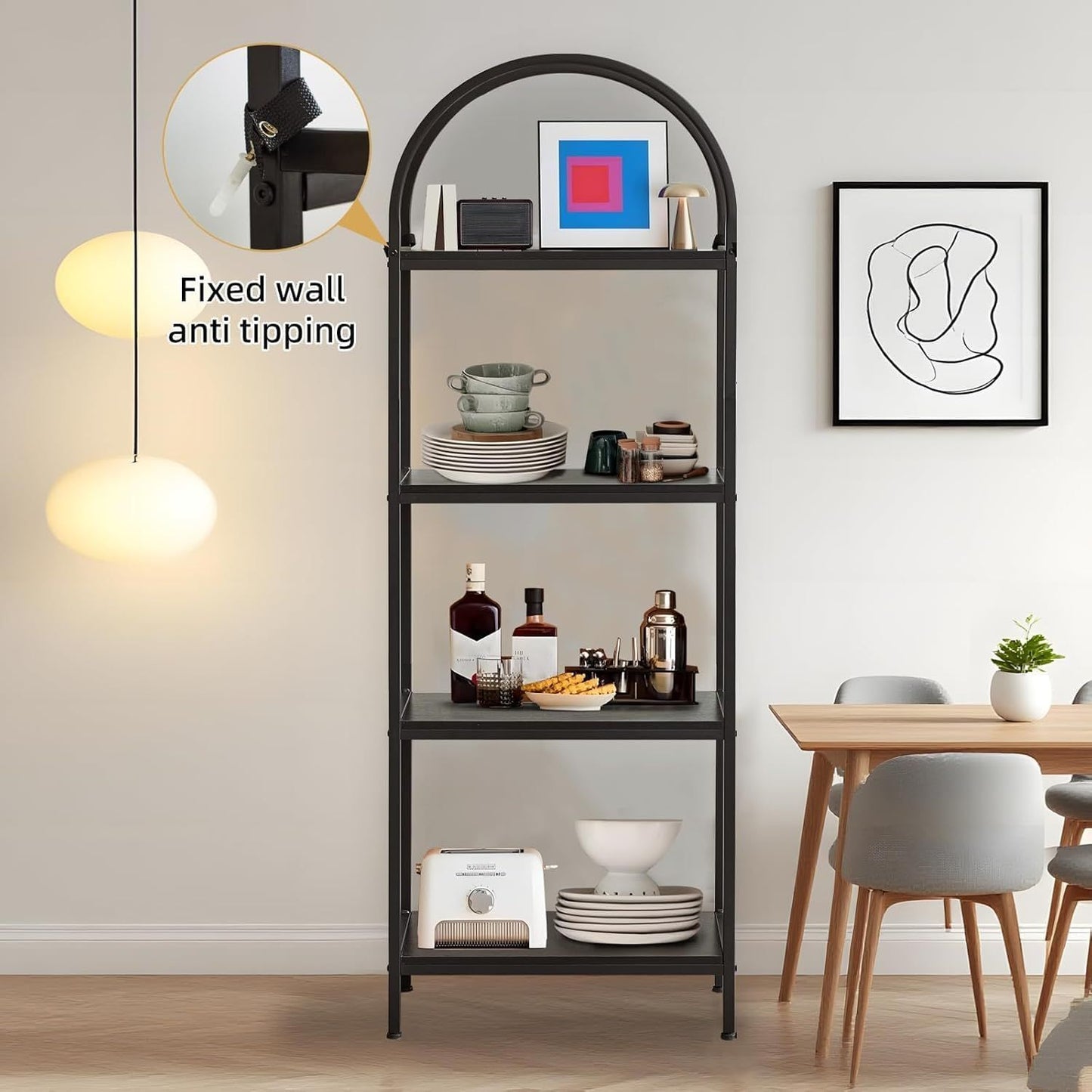 Industriële Open Boekenkast – Boekenrek – Wandrek – Display Kast – Opbergkast – Zwart Metalen Frame – 4 Planken – Vrijstaand – Hoogwaardig Hout