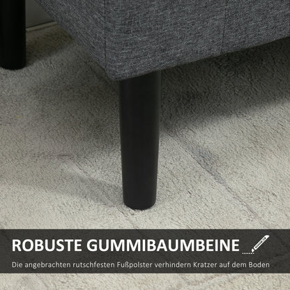 Opbergbank – Zitbank – Opslagbank – Banken – Poef – Linnen Bekleding – Houten Poten – 130 kg Draagvermogen – 116x44x58 cm – Donkergrijs