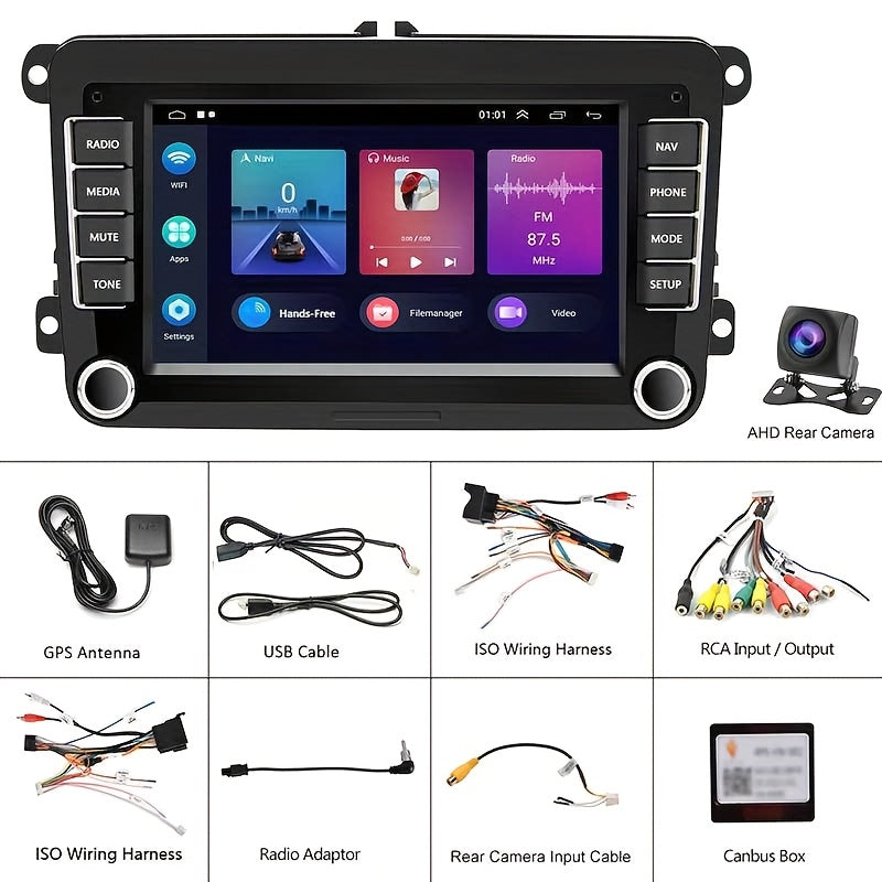7 Inch Touchscreen Autoradio – Multimediasysteem – Navigatiesysteem – CarPlay Radio – Android Auto Unit – Met AHD Achteruitrijcamera – Draadloze CarPlay & CANBUS Integratie