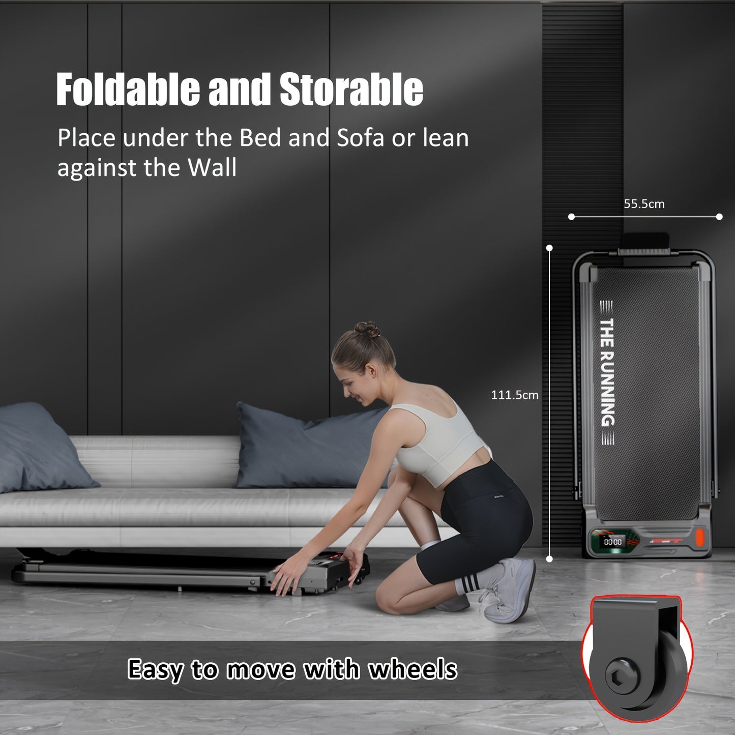 Loopband – Opvouwbare Wandelband – Walking Pad – Treadmill – Loopband Elektrisch – 2,25 PK Motor – 5-Lagen Schokdemping – Aluminiumlegering – Max 100 kg