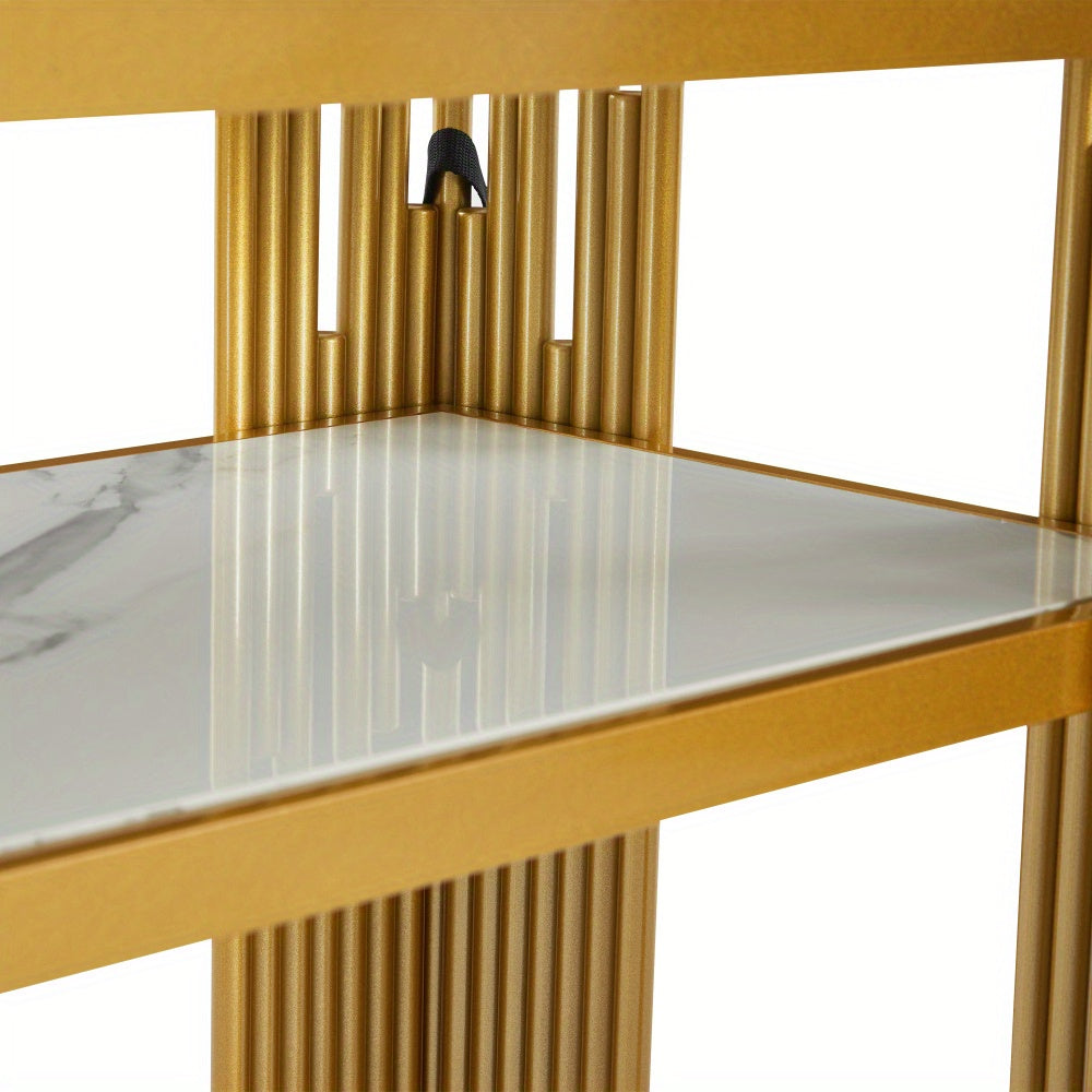 Sidetable – Wandtafel – Consoletafel – Haltafel – Bijzettafel – Mid-Century Modern – Wit Met Gouden Poten – MDF Dubbele Laag – Draagt Tot 40kg