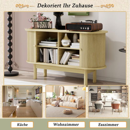 Dressoir – Sideboard – Opbergkast – Ladekast – Kast – Natuurlijk Hout – Verstelbare Planken – Pinehouten Poten – 138 cm Breed